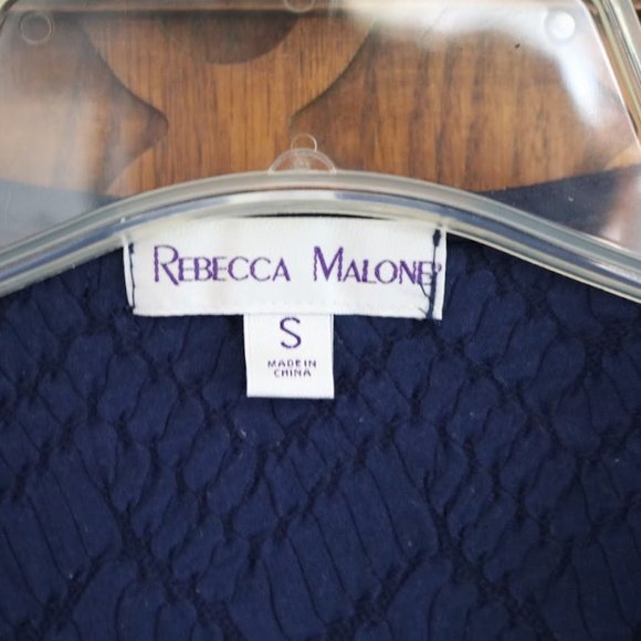 3/$15 Rebecca Malone Textured Knit Drape Front Open Cardigan - Navy - Picture 12 of 15